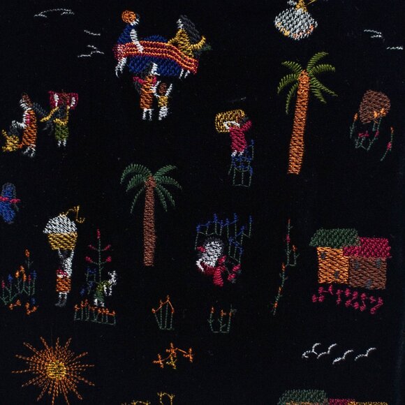 Vtg Y2K Chico's Design Velvet Blazer 3/XL/16 Embroidered Tropical Jacket Silk - Picture 5 of 9